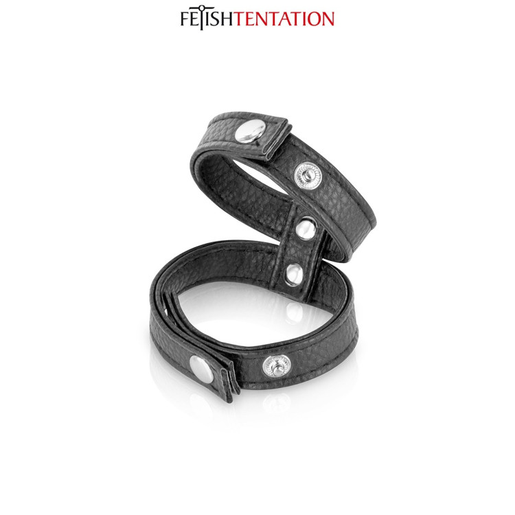 Double cockring simili cuir - Fetish Tentation