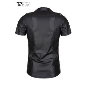 Chemise manches courtes wetlook noire Luca - Regnes