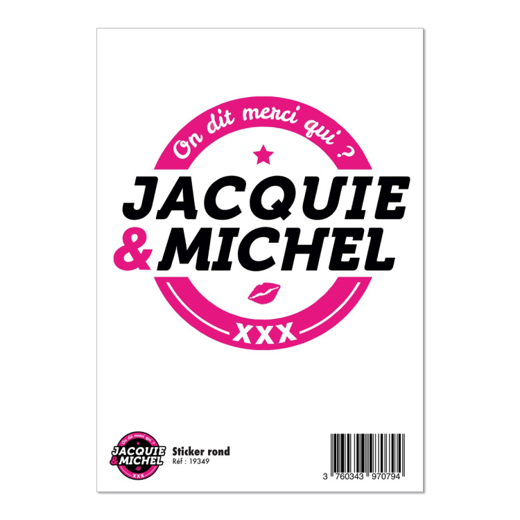 Grand sticker Jacquie & Michel rond blanc